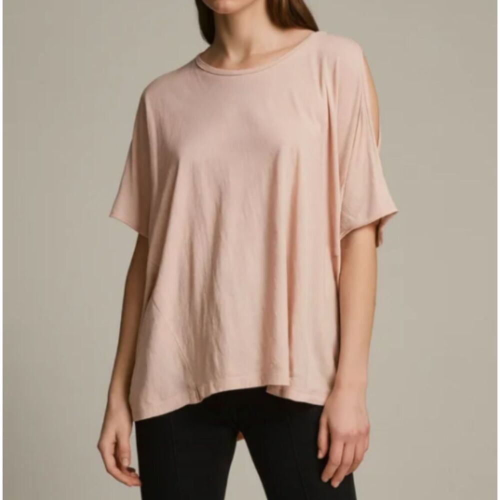 NWT AllSaints Casual T-Shirt Dusk Pink Cold Shoulder Size Medium
